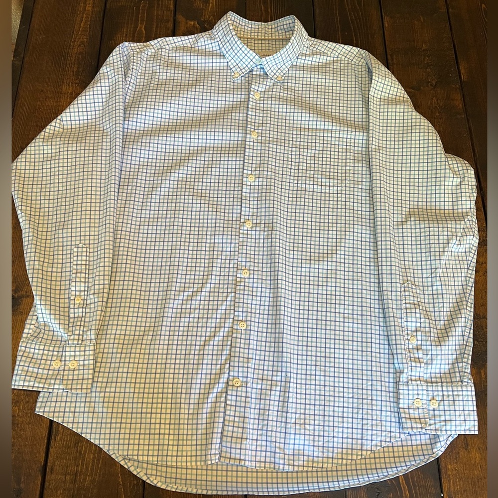 Peter Millar Button Down Up Shirt Blue White Check Men Size Extra Large XL
